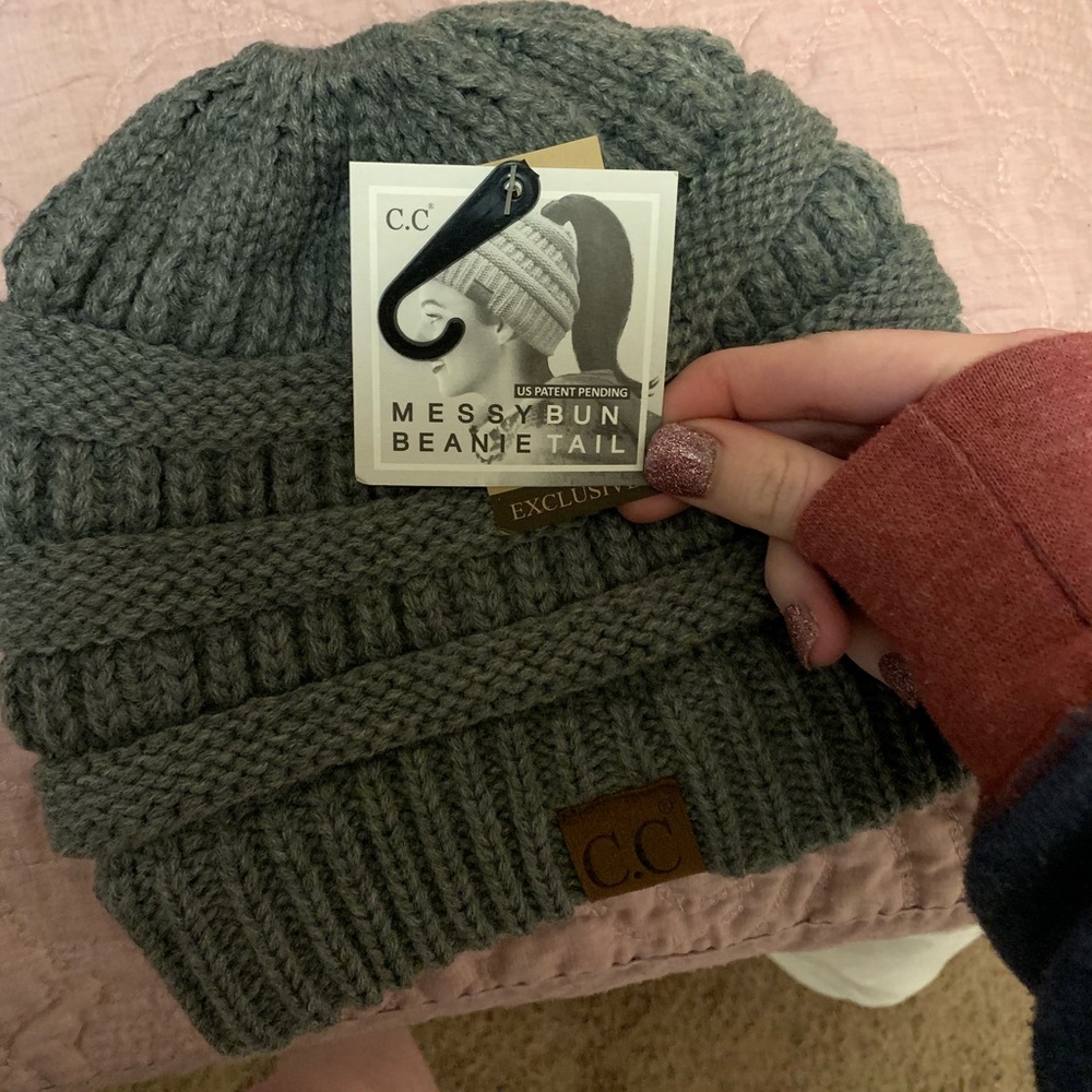 C.C Messy Bun/ ponytail beanie